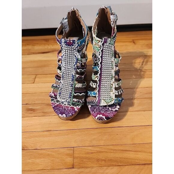 Vintage Mudd Wedge Platform Sandals Boho Hippie Y2K 90s Womens Size 9 - Picture 2 of 8